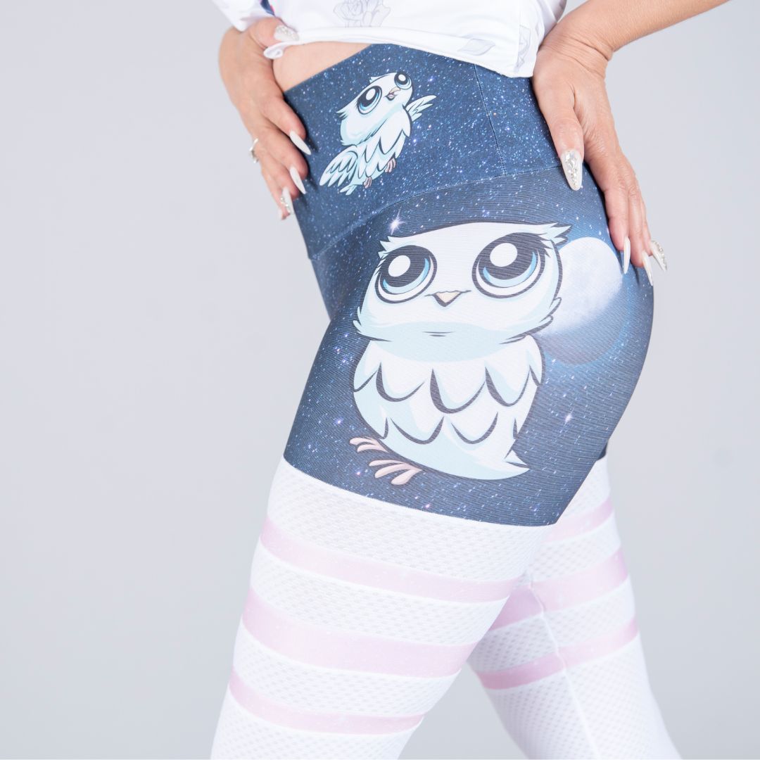 White Roses Owl Desing Leggings