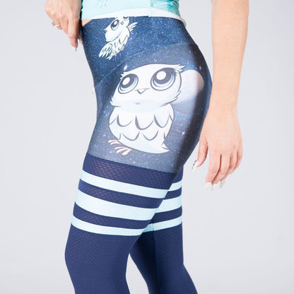 White Roses Owl Desing Leggings